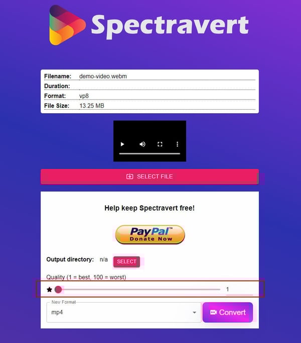 Quality slider UI